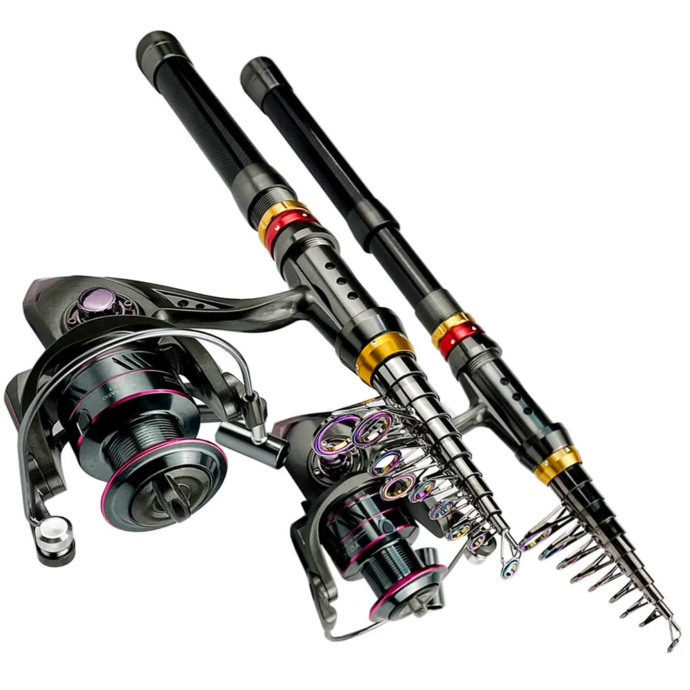 1.8–3.6m Carbon Fiber Telescopic Fishing Rod & Reel Combo