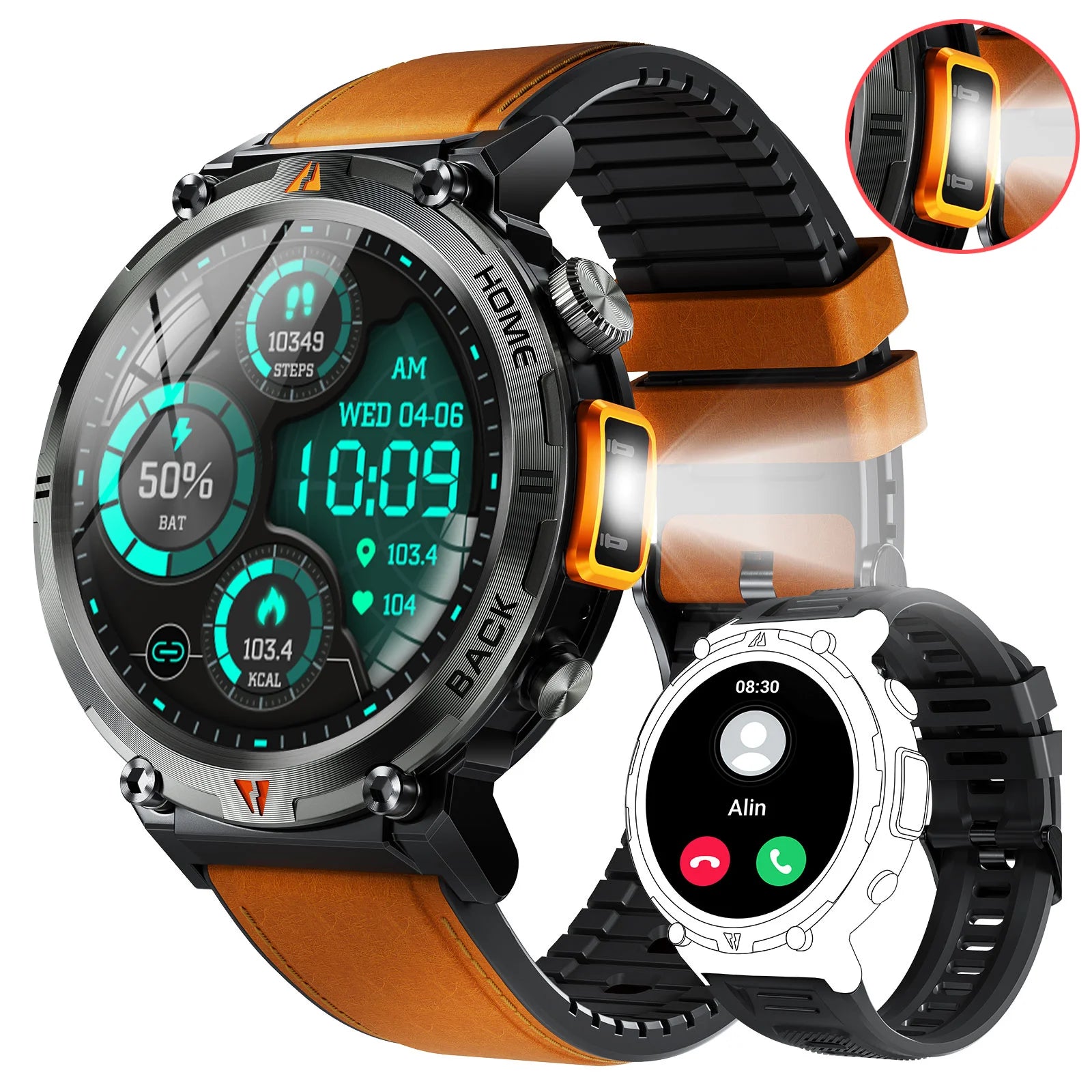 EIGIIS KE3 Smartwatch with Bluetooth Call & Flashlight